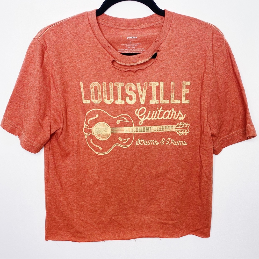 Louisville Guitars Distressed Cropped Tee